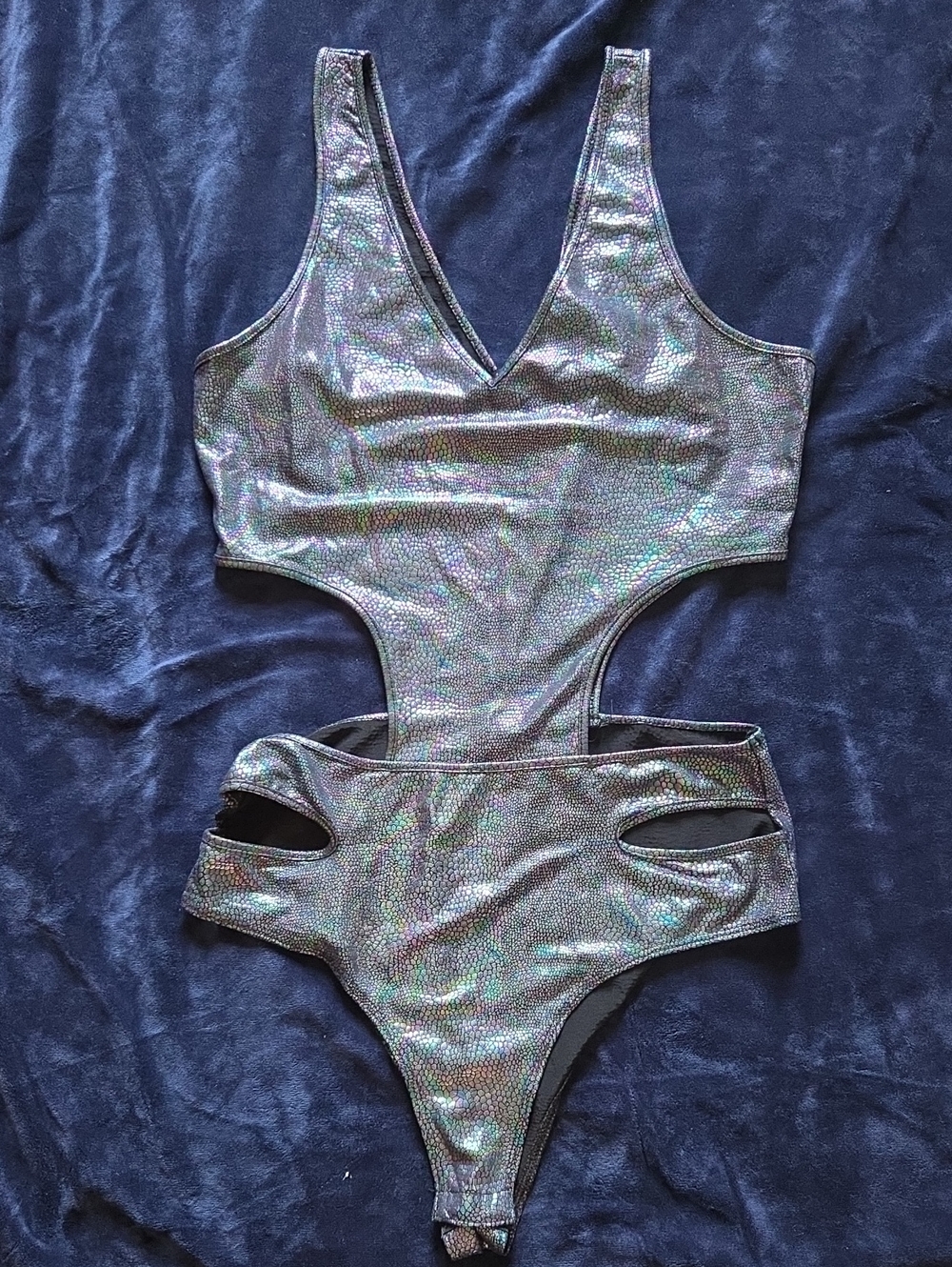 Holographic Cut Out Bodysuit
